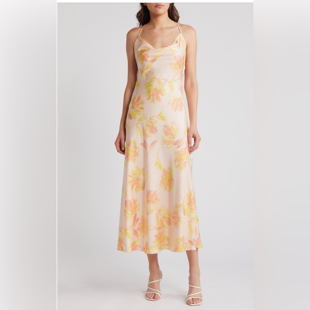 New! WAYF Nordstrom Lolita Cowl Neck Satin Gown Size Women’s Small